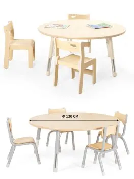Round table in grey and beige with chair Owlaf and chair Ole Round table in grey and beige with chair Owlaf and chair Ole